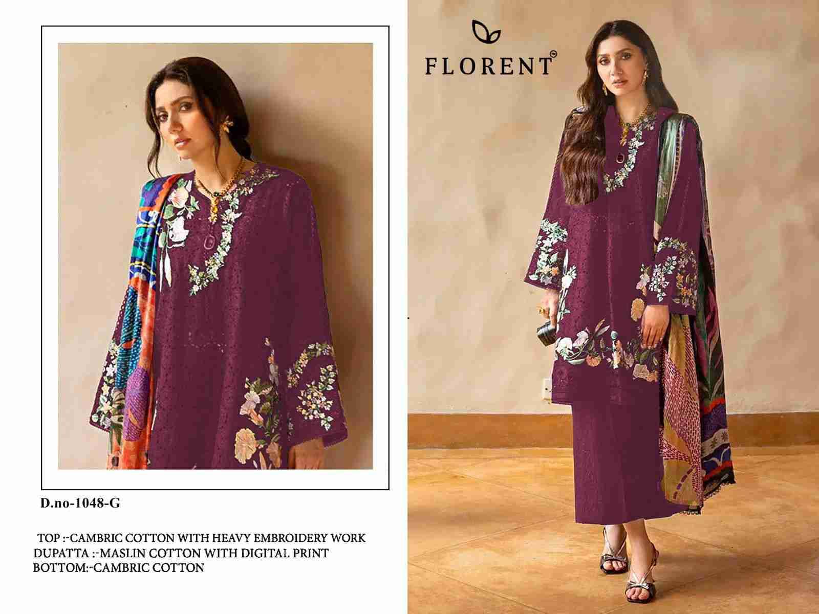 Florent 1048 Colours By Fashid Wholesale 1048-G To 1048-I Series Pakistani Suits Beautiful Fancy Colorful Stylish Party Wear & Occasional Wear Cambric Cotton Embroidery Dresses At Wholesale Price